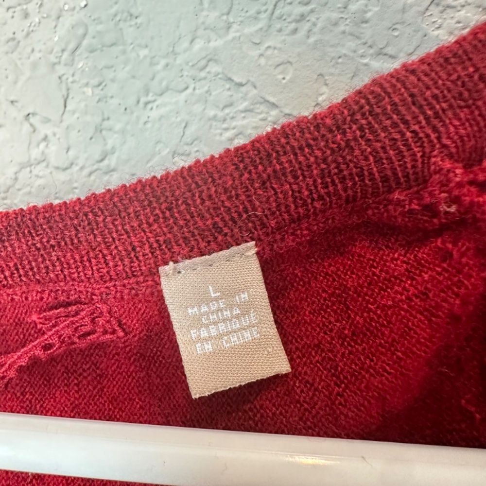 Anthropologie Knitted & Knotted Red Tiered Lightweight Wool Sweater - Size L EUC - Picture 8 of 8